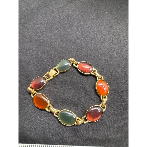 Lauren Conrad Brown Green Fall Colored Gold-Tone Bracelet 7” - Picture 2 of 5